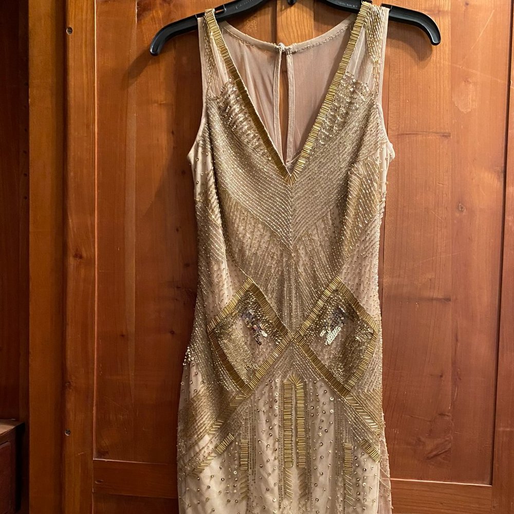 1920's Inspired Gold Beaded Dress from Aidan Mattox-NWT